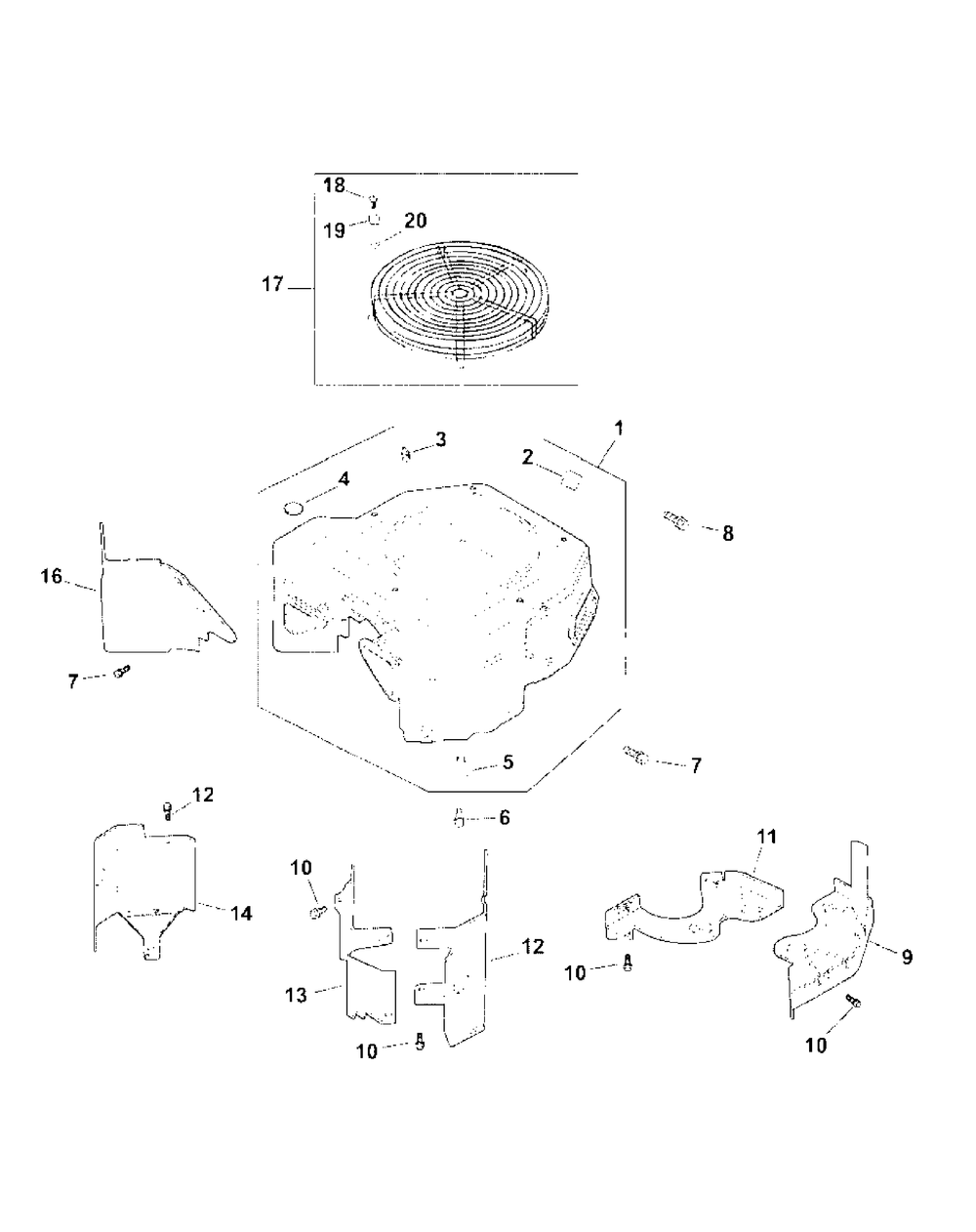 Cv730-0025 Blower Housing And Baffles Diagram and Parts List for M54-KH 53BB5B8W750-25-HP Cub Cadet Lawn Tractor